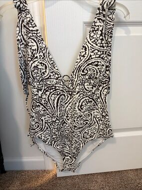 Banana Republic Brown & White Paisley One-Piece Swimsuit